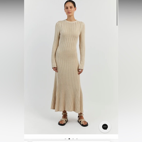 DISSH Dresses & Skirts - DISSH Beige Ribbed Maxi Dress